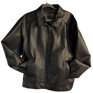 St John's Bay 90s Vintage Black Leather Bomber Jacket Men's XL